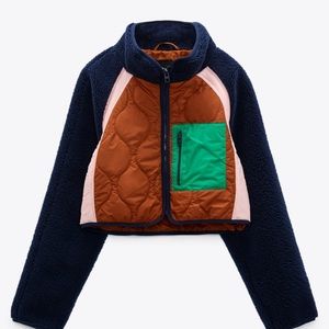 Zara fleece and quilted cropped jacket